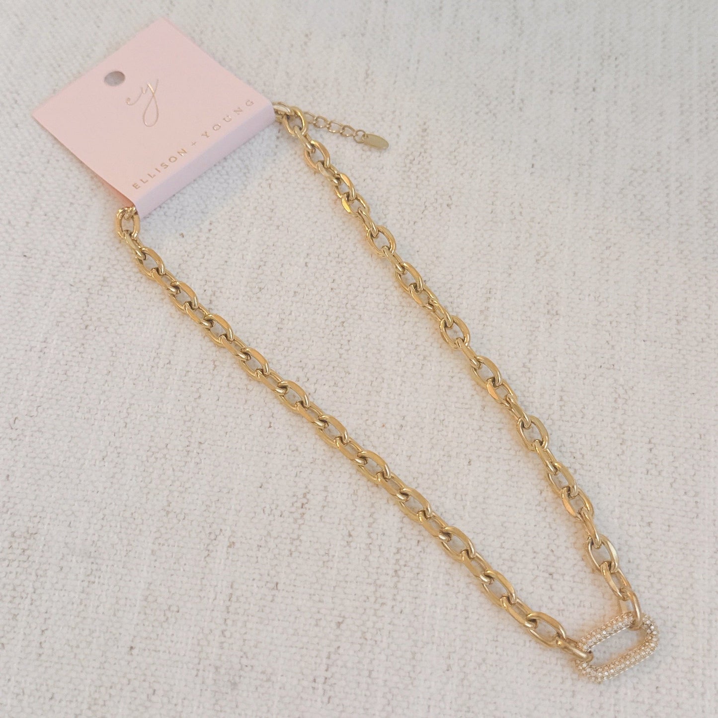 Pave Lock Chain Necklace