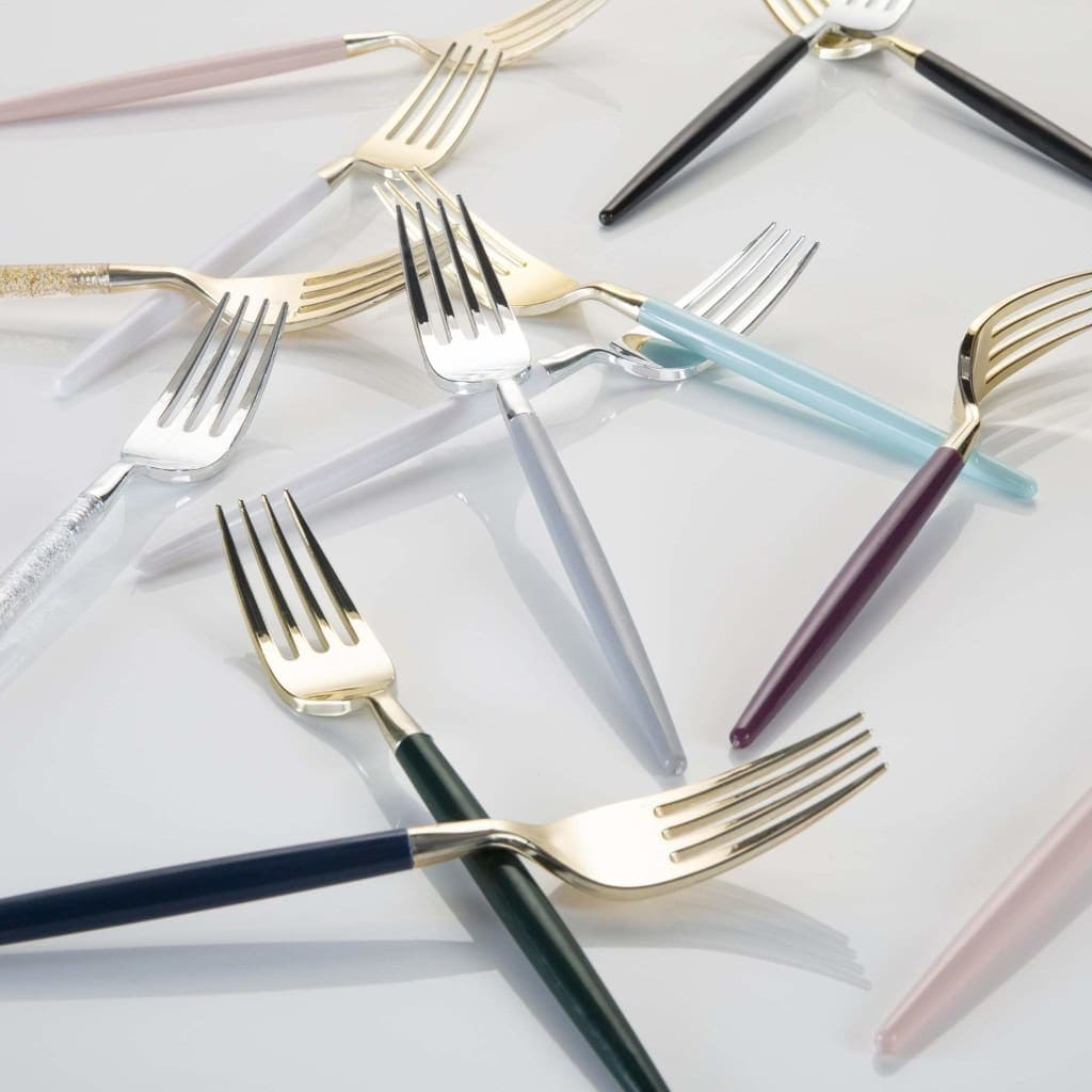Silver Glitter Plastic Cutlery Set | 32 Pieces