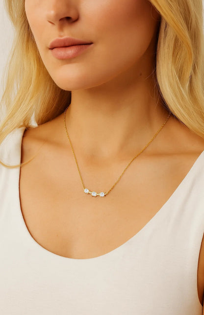 Adora Delicate Necklace with Three Round Cut Cubic Zirconia Stones