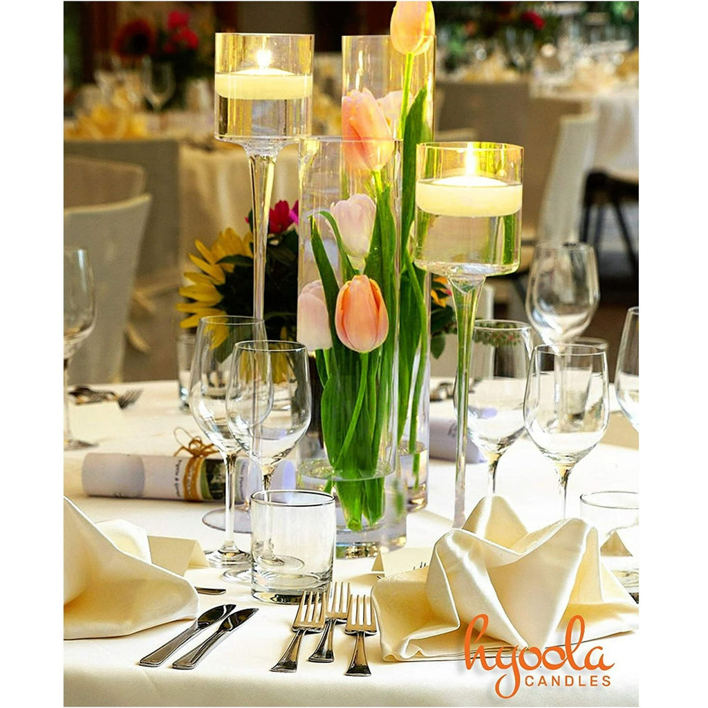 Hyoola 1.75 inch Round Unscented Ivory European Made Floating Candles, Paraffin Wax with Cotton Wicks, 20-Pack