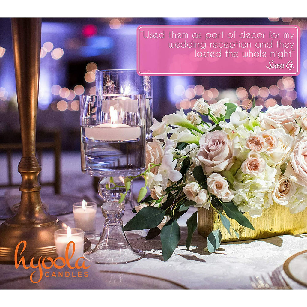 Hyoola 1.75 inch Round Unscented White European Made Floating Candles, Paraffin Wax with Cotton Wicks, 20-Pack