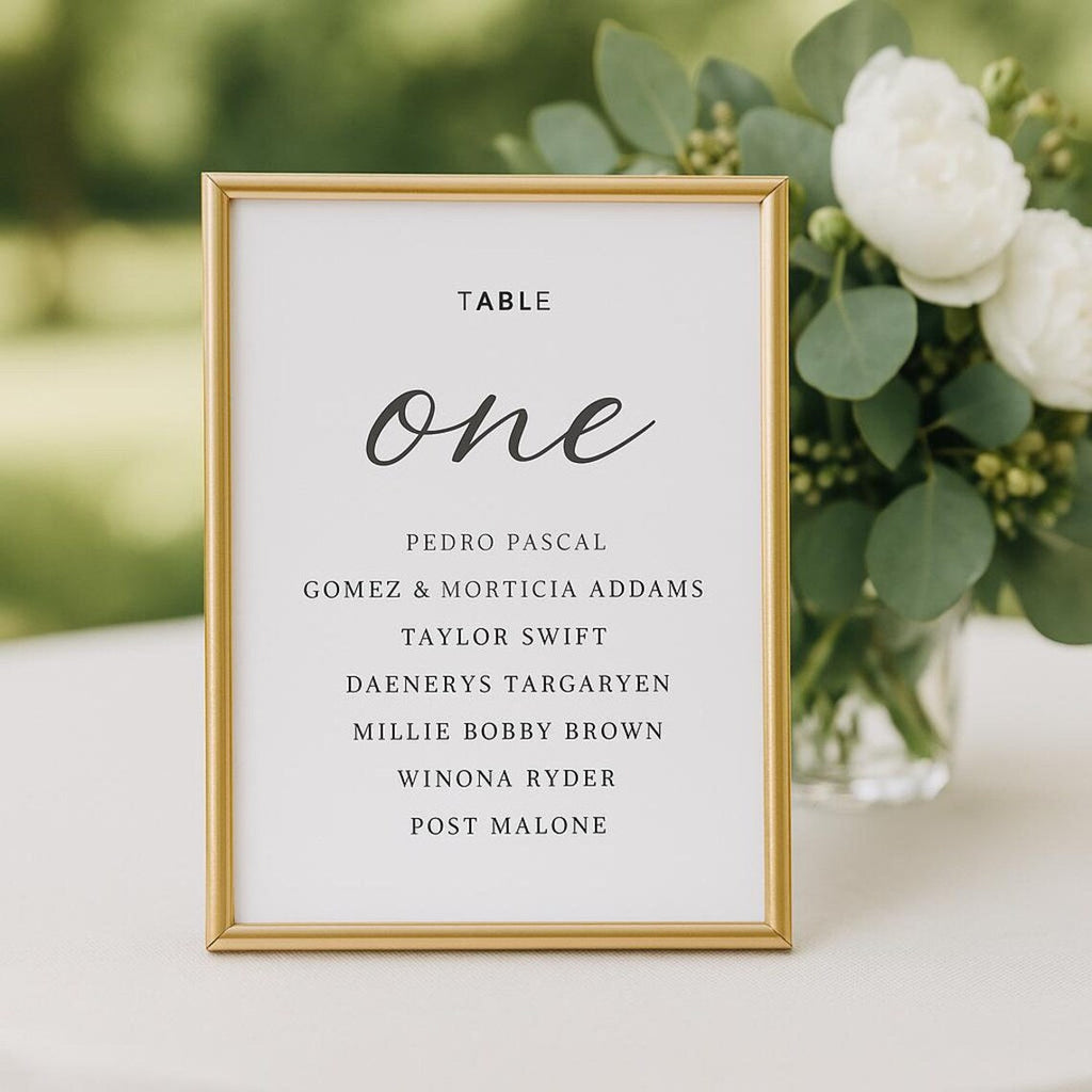 Wedding Table Numbers 1-10 | Printable Seating Chart Signs