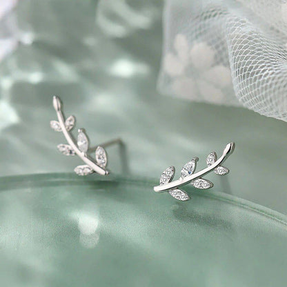 SPARKLING LEAF CLIMBER EARRINGS (PAIR)