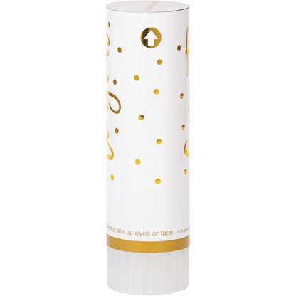 Bulk White and Gold Wedding Confetti Cannons (48 per Case)