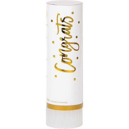 Bulk White and Gold Wedding Confetti Cannons (48 per Case)
