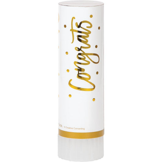 Bulk White and Gold Wedding Confetti Cannons (48 per Case)
