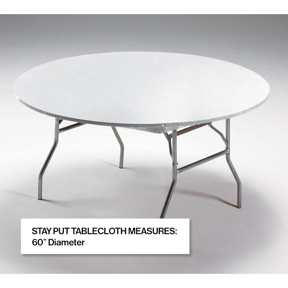 Bulk White Stay Put Plastic 60" Round Table Covers (12 per Case)