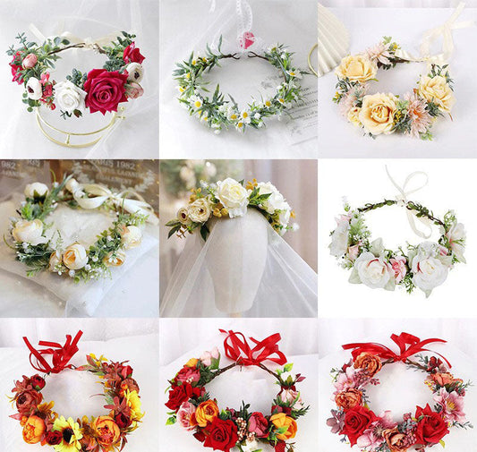 Simulated Rose Blossoms Adjustable Headwear Wreath Bridal Forest Flower Wedding Photography Scale Pretend