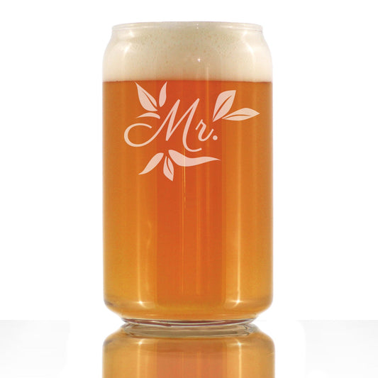 Mr. Beer Can Pint Glass - Unique Wedding Gift for Groom - Engraved Wedding Cup Gift