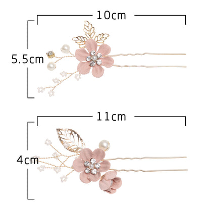 Luxury Blue Flower Hair Combs Headdress Prom Bridal Wedding Hair Accessories Gold Leaves Hair Jewelry Hair Pins
