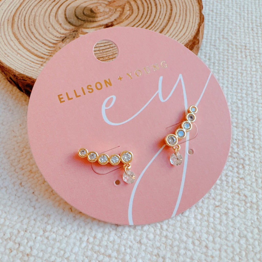 Crystal Drop Climber Earrings