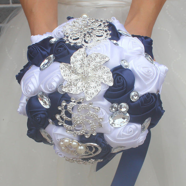 Artificial Wedding Bouquets Hand Made Flower Rhinestone Bridesmaid Crystal Bridal Wedding Bouquet
