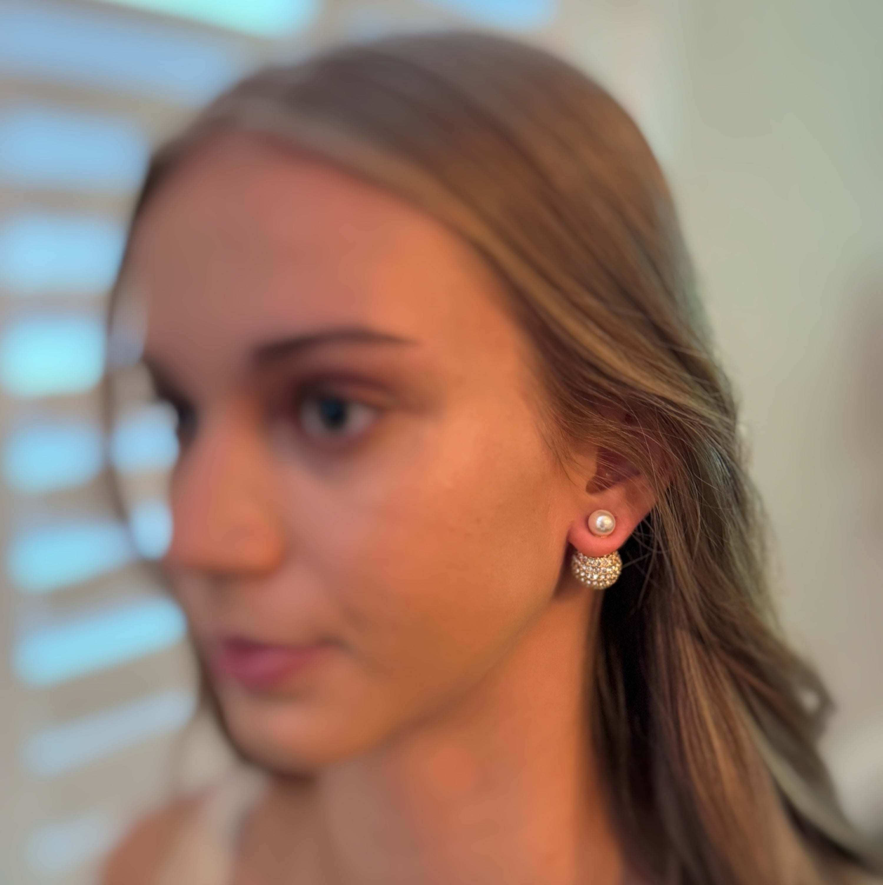 Disco Ball With Pearl Back Earrings