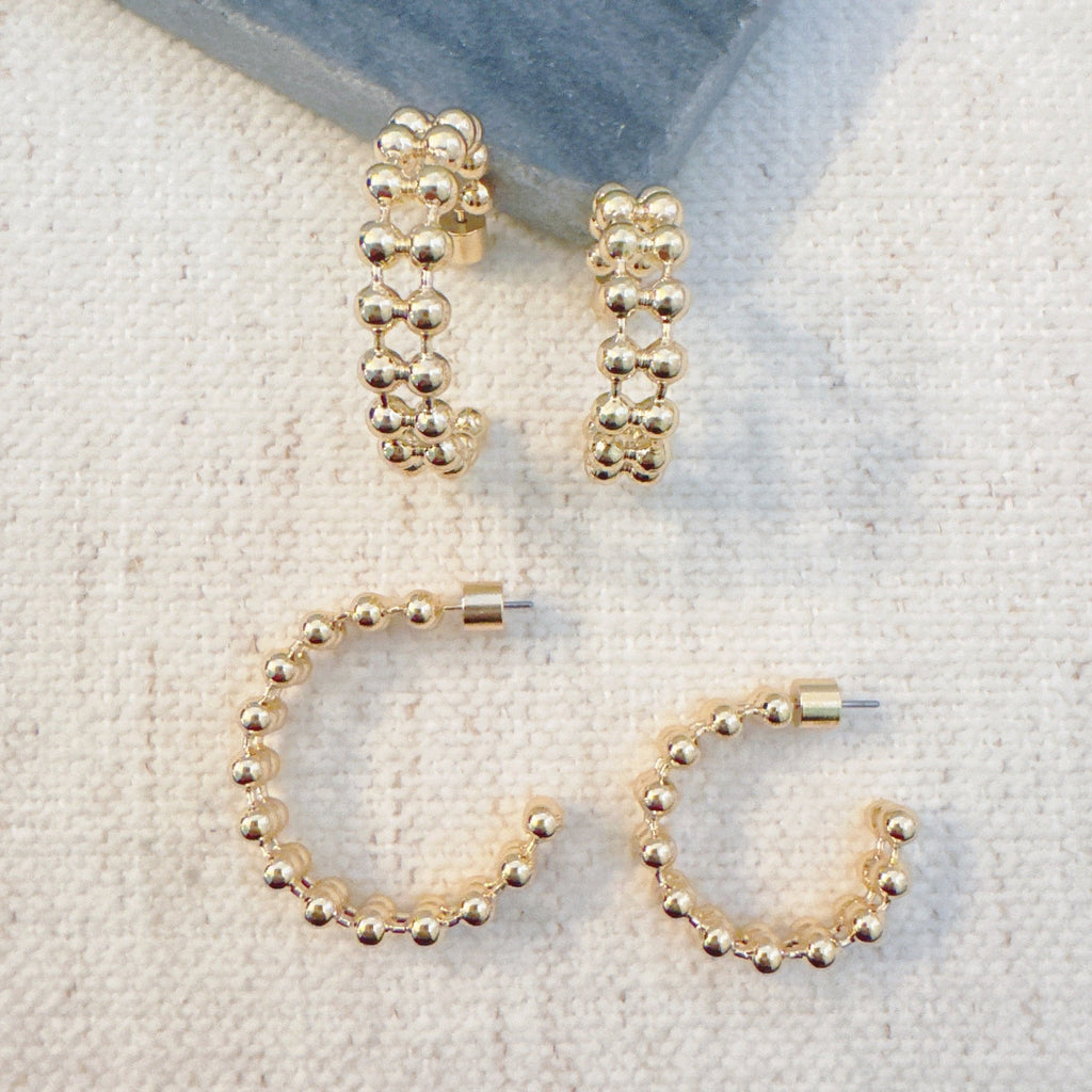 Doubled Ball Chain Hoop Earrings