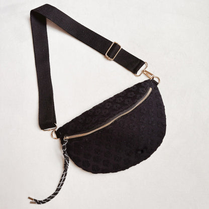 Embossed Daisy Blossom Belt Sling Bag