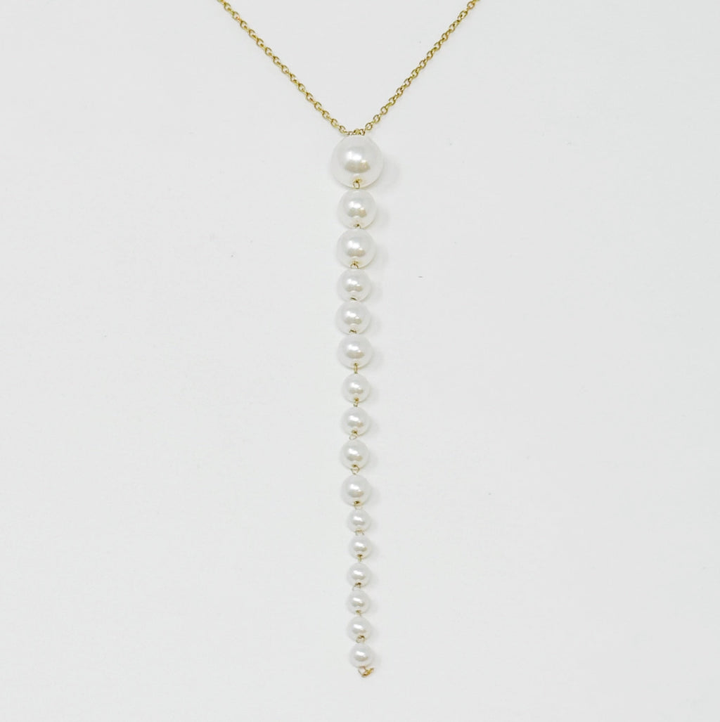 Gradiant Long Pearl Drop Necklace
