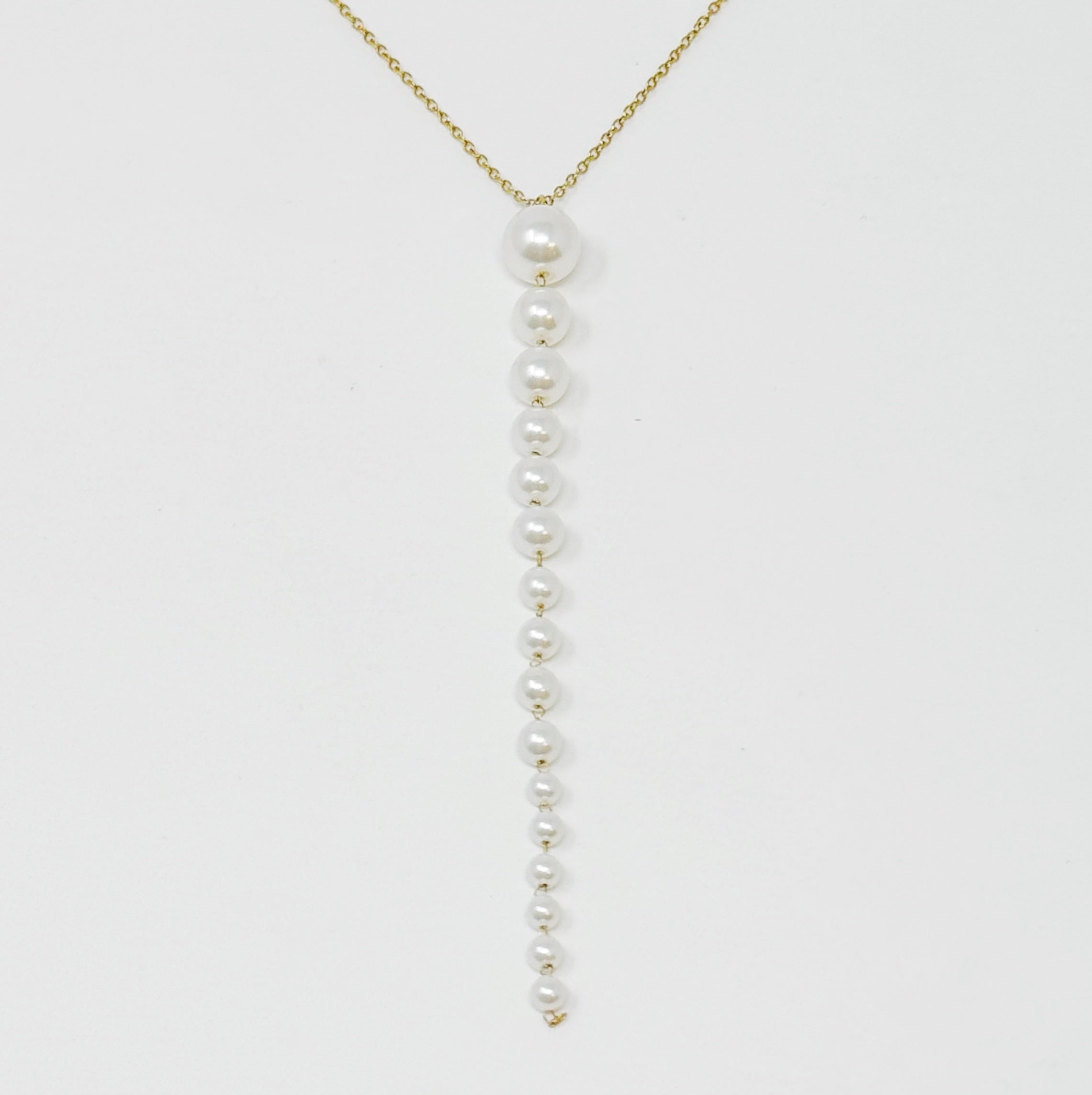 Gradiant Long Pearl Drop Necklace