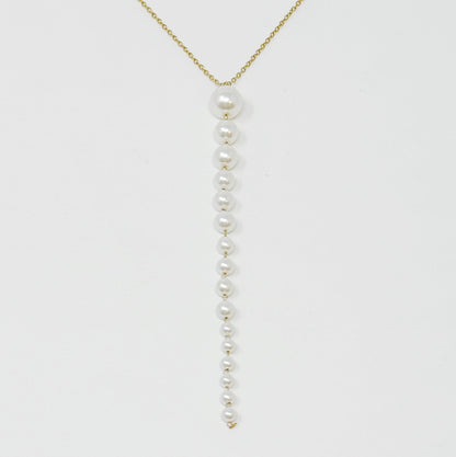 Gradiant Long Pearl Drop Necklace