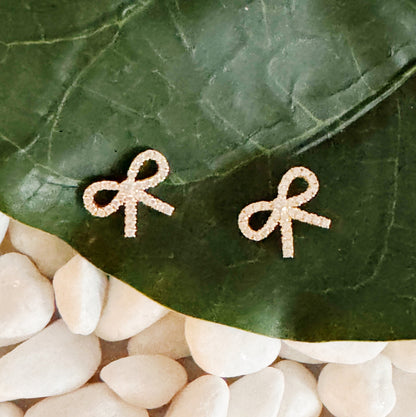 Shine Mini Bow Sterling Silver Earrings