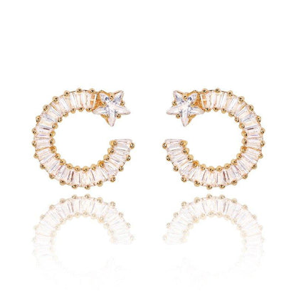 Shooting Star Earrings with White Diamond Cubic Zirconia