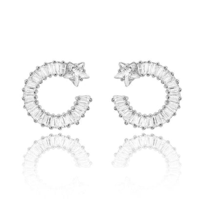 Shooting Star Earrings with White Diamond Cubic Zirconia