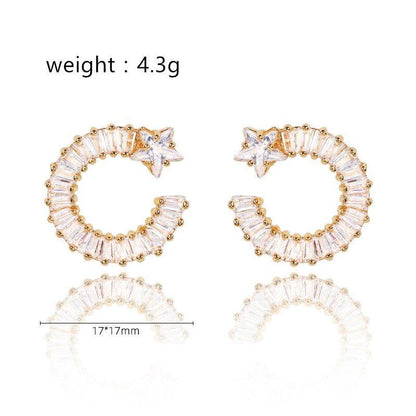 Shooting Star Earrings with White Diamond Cubic Zirconia