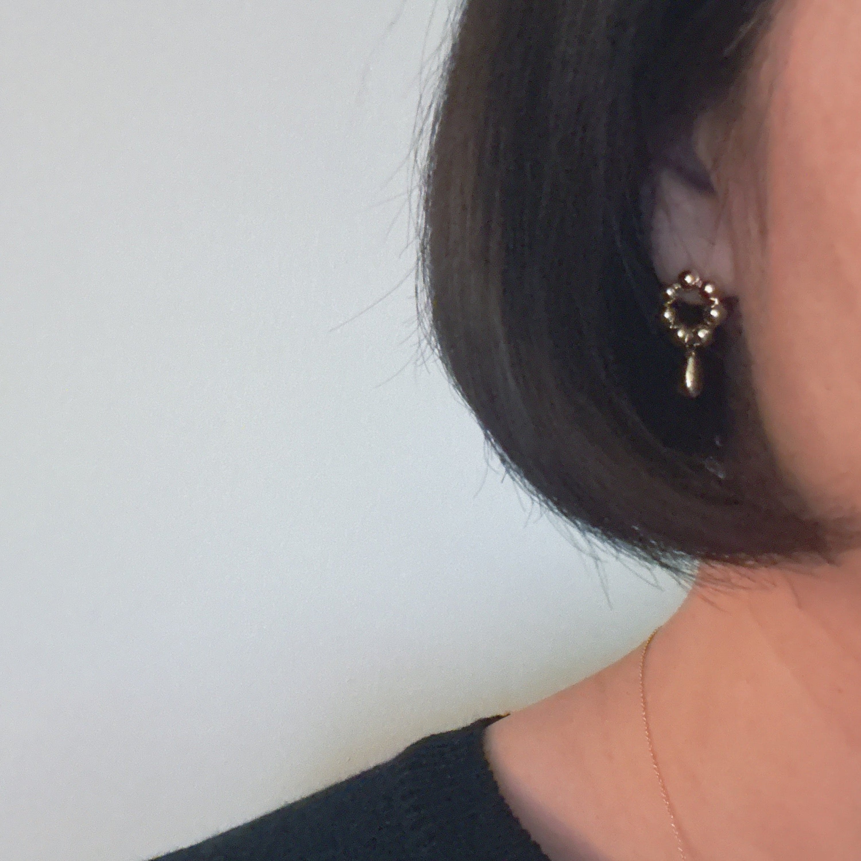 Golden Ball Petal Drop Earrings