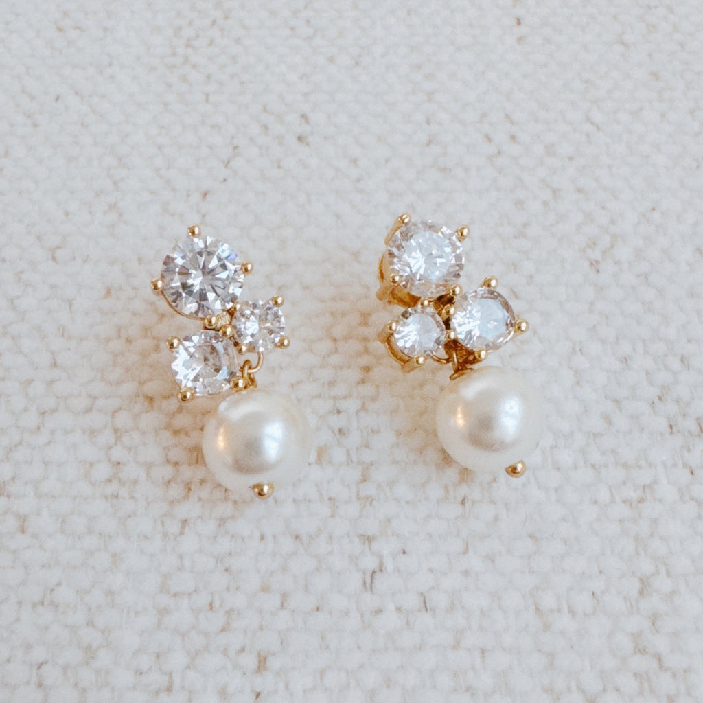 Golden Sparkle Pearl Drop Earrings