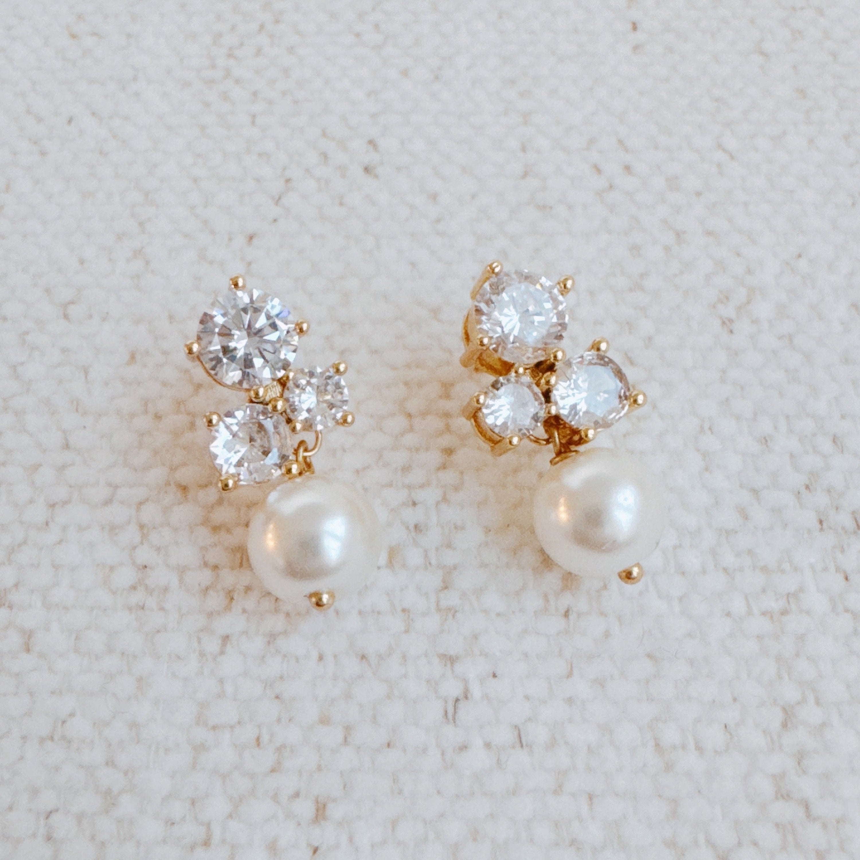 Golden Sparkle Pearl Drop Earrings