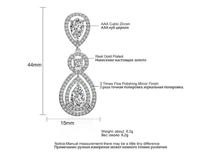 ZAKOL Luxury Water Drop Cubic Zircon Long Dangle Earrings for Women Bridal Wedding Jewelry Dress EP2114