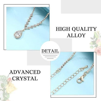 Unicra Bride Crystal Necklace Earrings Set Bridal Wedding Jewelry Sets Rhineston