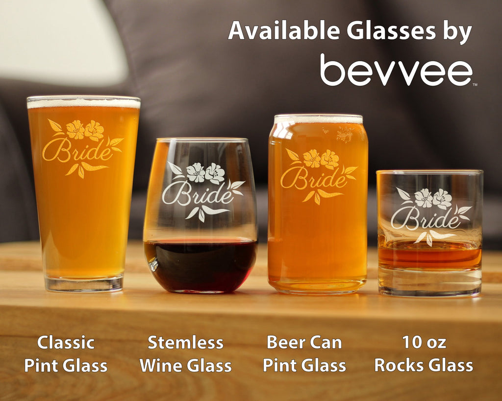 Bride Stemless Wine Glass - Unique Wedding Gift for Bride - Cute Engraved Wedding Cup Gift