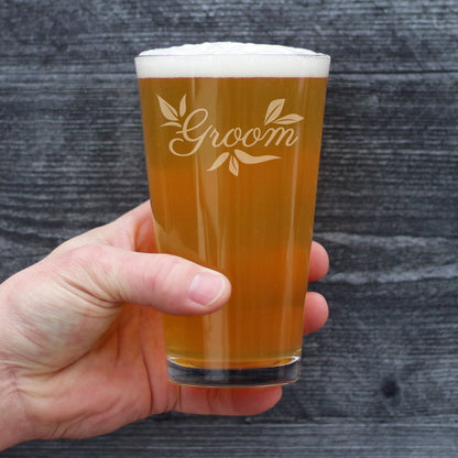 Groom Pint Glass - Unique Wedding Gift for Groom - Engraved Wedding Cup Gift