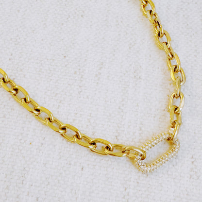 Pave Lock Chain Necklace