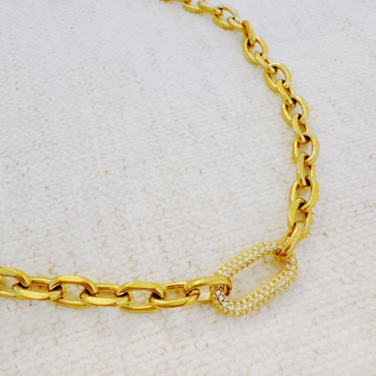 Pave Lock Chain Necklace