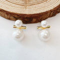 Pearls And Golden Bar Stud Earrings