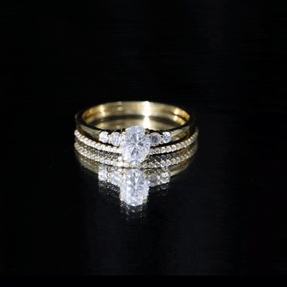 Oval Shaped 5X7 MM Moissanite Solitaire Wedding Ring Set