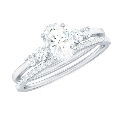 Oval Shaped 5X7 MM Moissanite Solitaire Wedding Ring Set