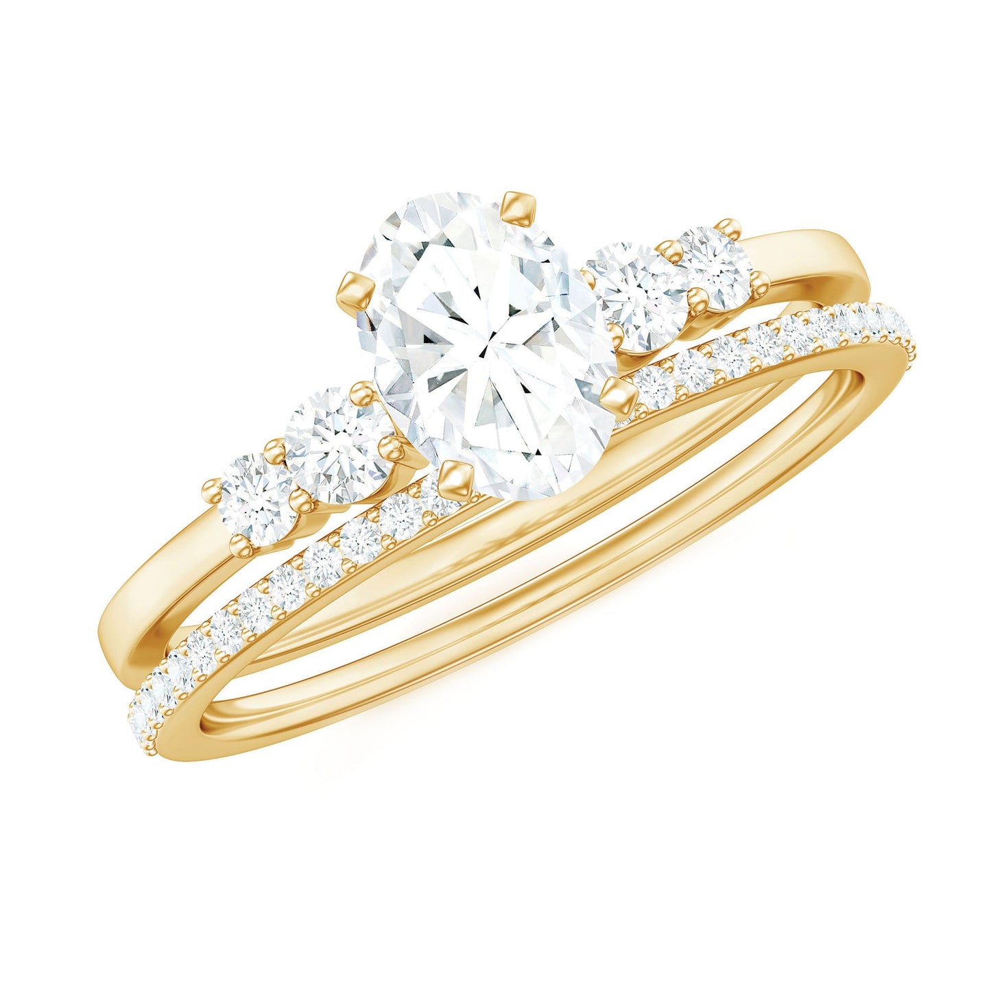 Oval Shaped 5X7 MM Moissanite Solitaire Wedding Ring Set