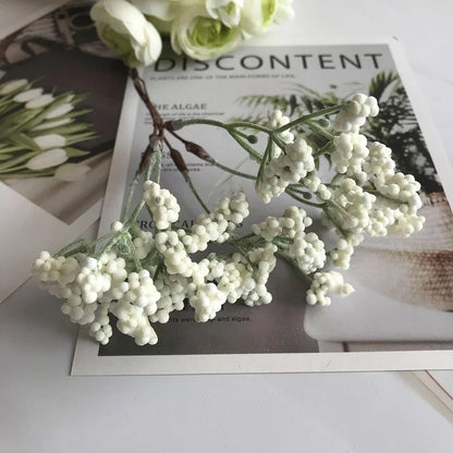 DecorBites™ Ivory Flower Cherry Stamen Berries Bundle for DIY Christmas Wedding Decor