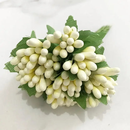 DecorBites™ Ivory Flower Cherry Stamen Berries Bundle for DIY Christmas Wedding Decor
