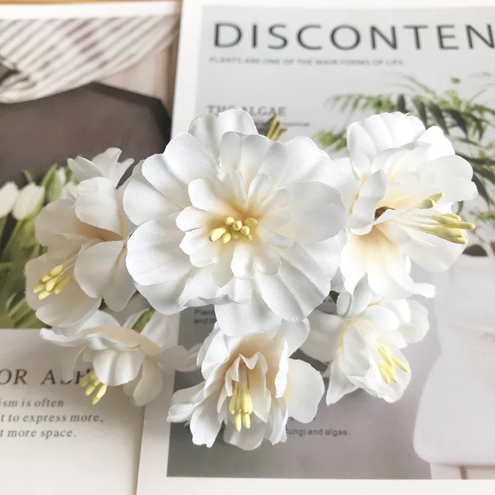 DecorBites™ Ivory Flower Cherry Stamen Berries Bundle for DIY Christmas Wedding Decor