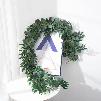 Dlight Decor 200cm Eucalyptus Vine with Silk Willow Leaves for Wall Hanging