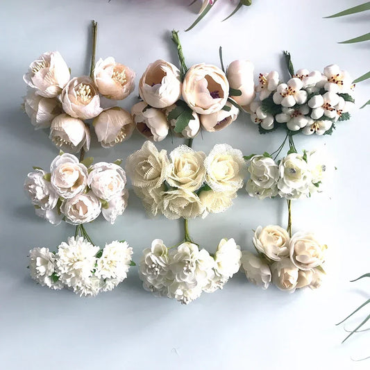 DecorBites™ Ivory Flower Cherry Stamen Berries Bundle for DIY Christmas Wedding Decor