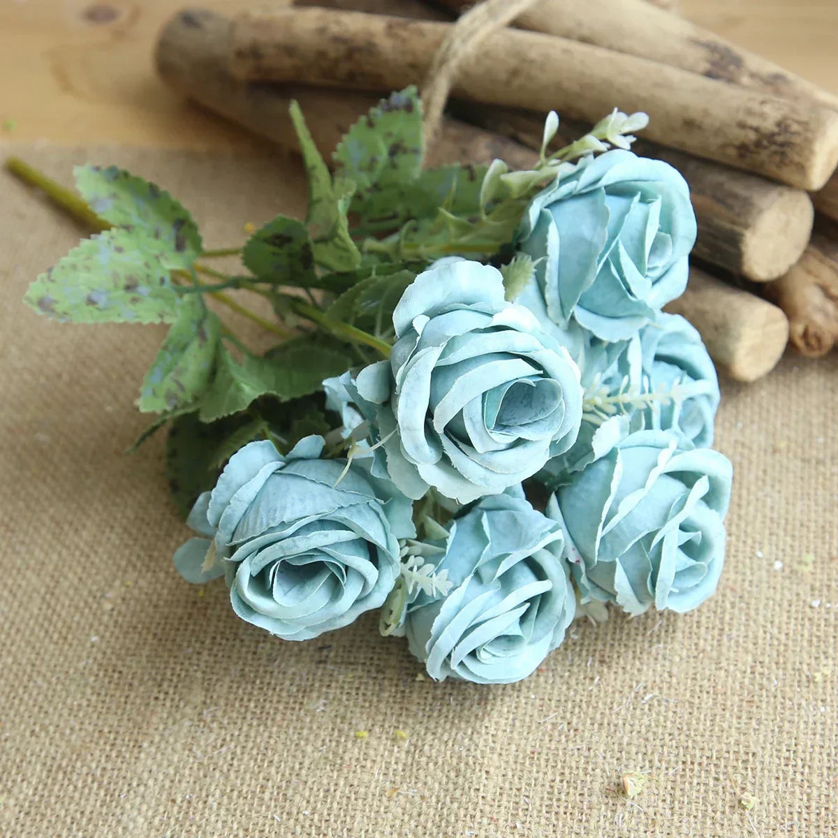 DecorBites™ Blue Peony Tea Rose Silk Fake Flowers for DIY Home Garden Wedding Decor