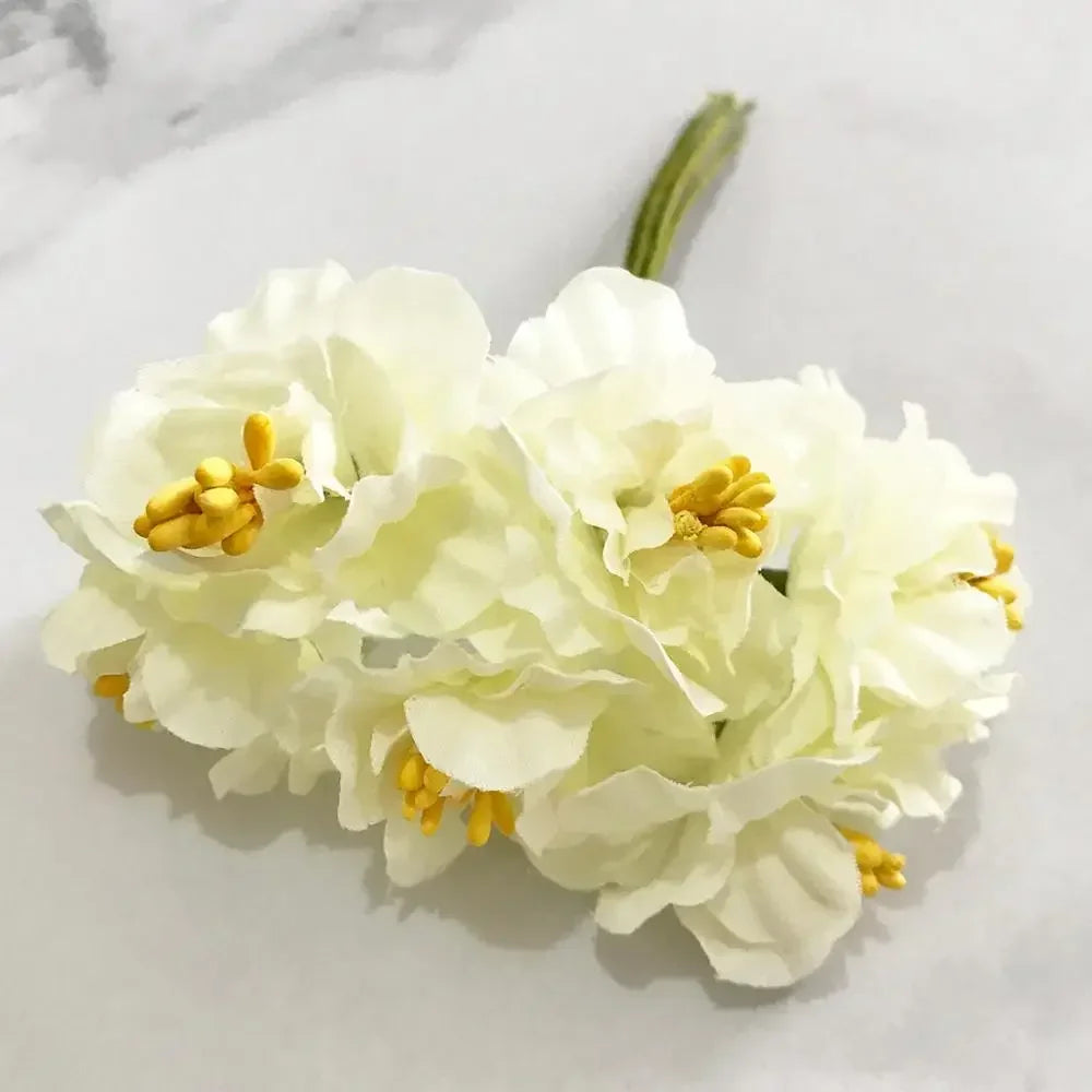 DecorBites™ Ivory Flower Cherry Stamen Berries Bundle for DIY Christmas Wedding Decor