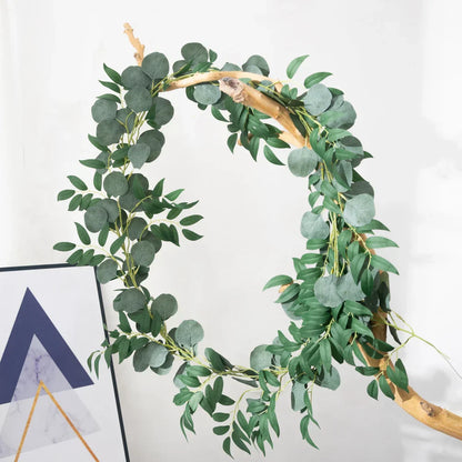 Dlight Decor 200cm Eucalyptus Vine with Silk Willow Leaves for Wall Hanging