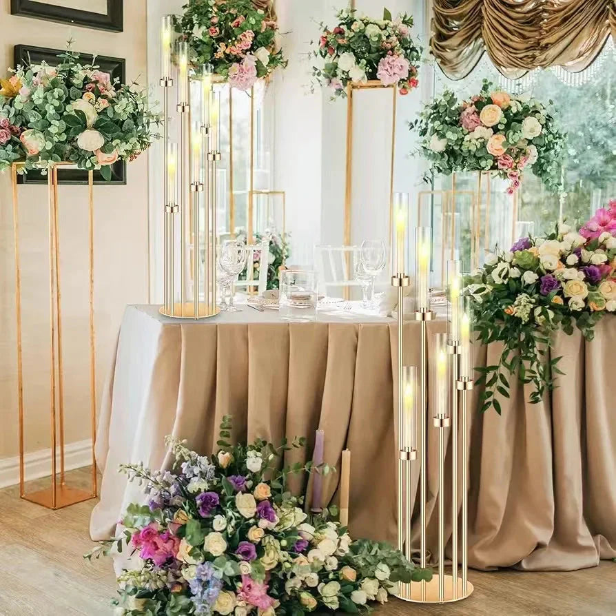 4PCS 46" Tall Metal Floor Candle Holders With LED Candles