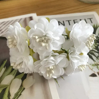 DecorBites™ Ivory Flower Cherry Stamen Berries Bundle for DIY Christmas Wedding Decor