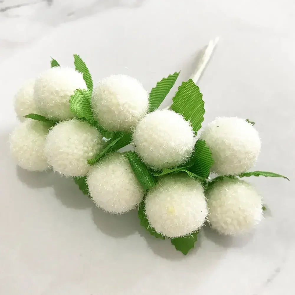 DecorBites™ Ivory Flower Cherry Stamen Berries Bundle for DIY Christmas Wedding Decor